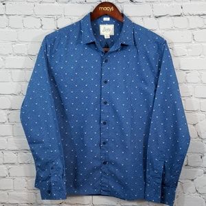 Mens blue long sleave casual cotton shirt Lrg slim